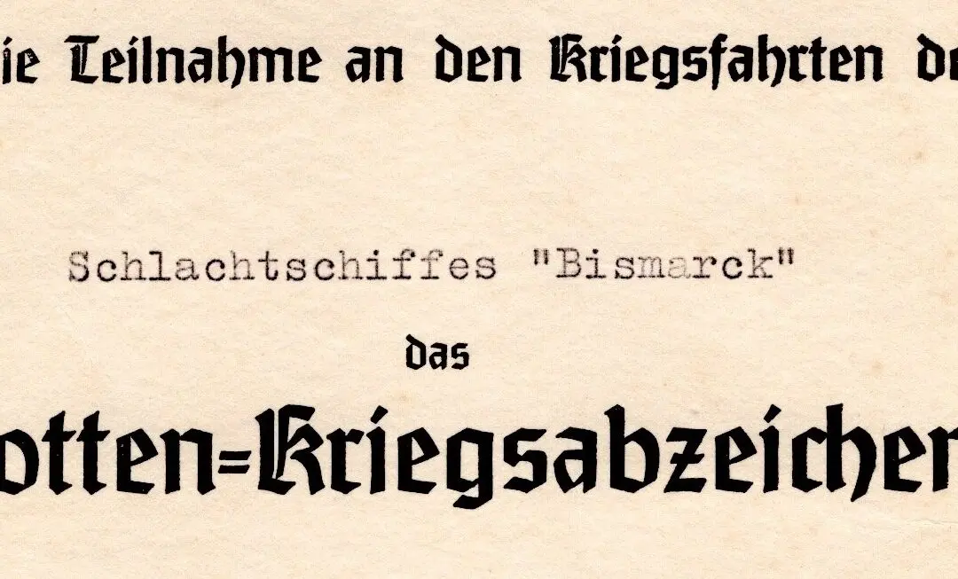 Schlachtschiff Bismarck – Sehr seltene Originaldokumente eines Besatzungsmitglieds