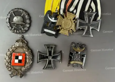 Beobachterabzeichen Juncker, Eisernes Kreuz 1. Klasse, schwarzes Verwundetenabzeichen, Schlesischer Adler 1. Klasse und Ordensspange mit Ehrenkreuz für Frontkämpfer
